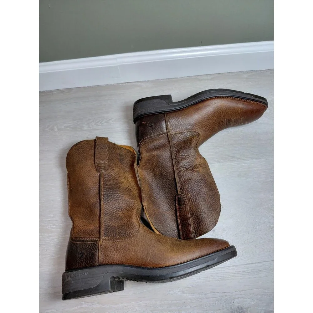 Ariat Rambler Western Boot Men Size 10D Brown Leather Square Toe